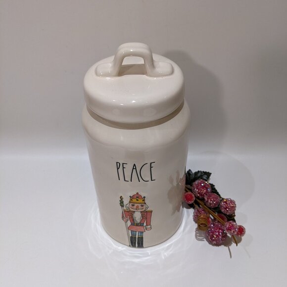 Brand New Never Used Rae Dunn Christmas Nutcracker Peace Ceramic Cannister Jar - Picture 4 of 7
